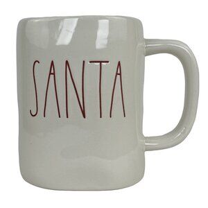 Rae Dunn Artisan Collection Santa Mug 16 Oz Christmas White Ceramic Red Letters